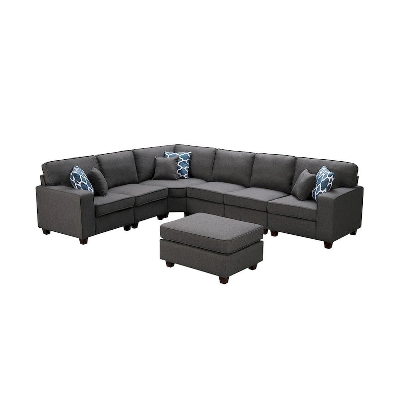 Canapé d'angle modulable 7 places avec pouf