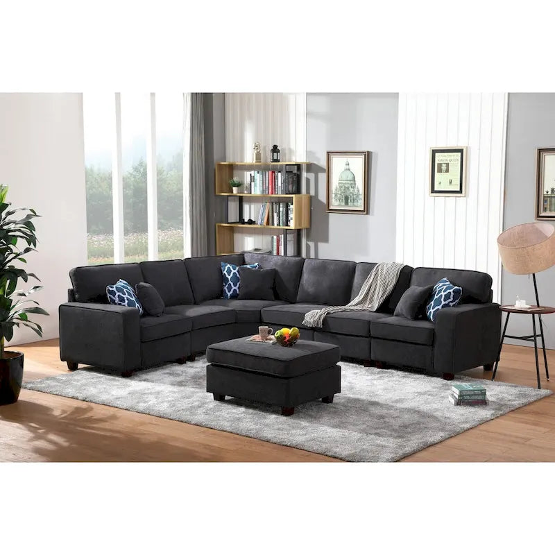 Canapé d'angle modulable 7 places avec pouf