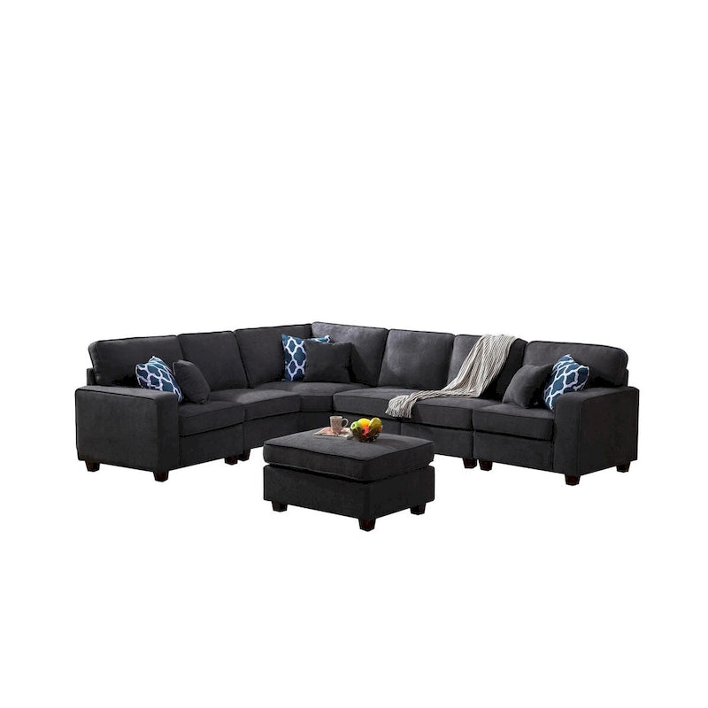 Canapé d'angle modulable 7 places avec pouf