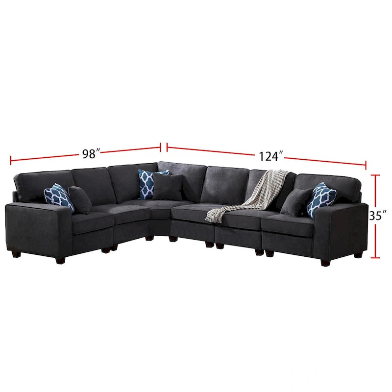 Canapé d'angle modulable 7 places avec pouf