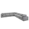 Canapé d'angle 7 places Anka en lin gris avec coussins en plumes par iNSPIRE Q Modern