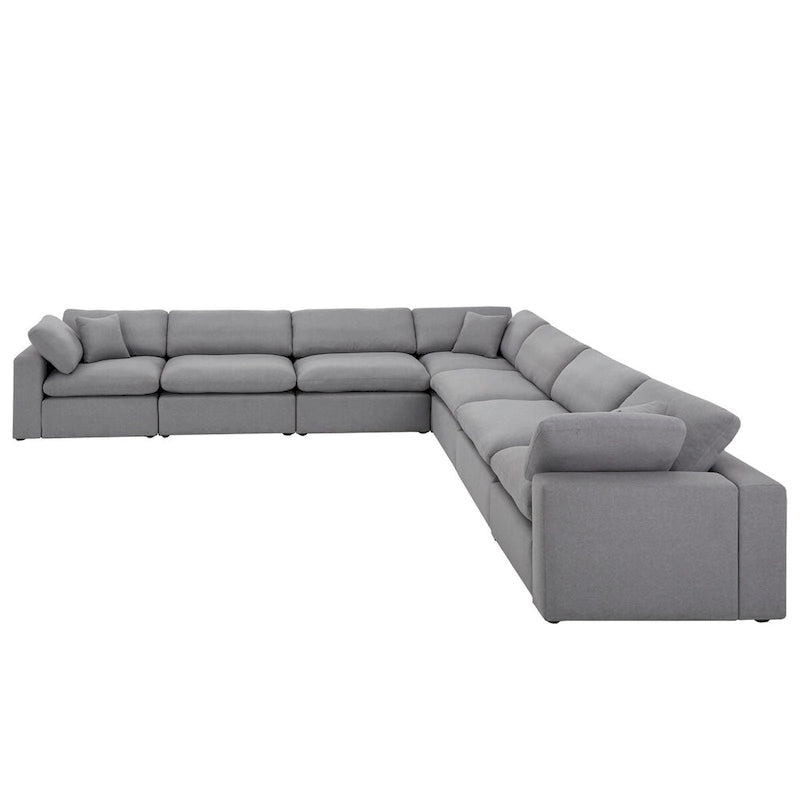 Canapé d'angle 7 places Anka en lin gris avec coussins en plumes par iNSPIRE Q Modern