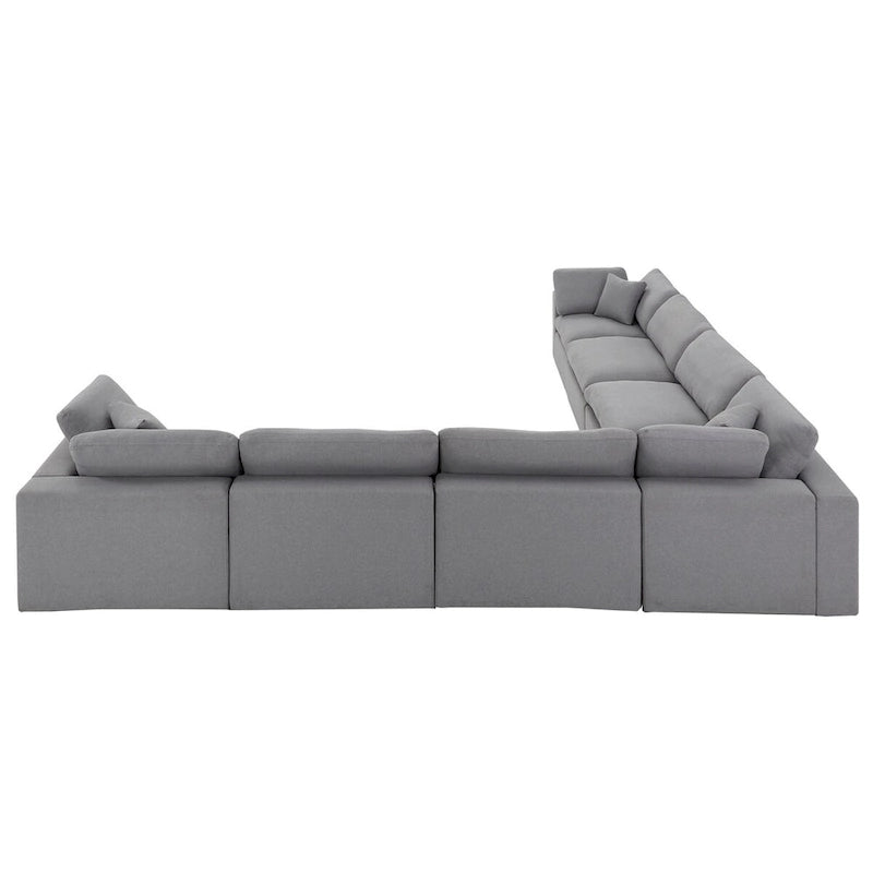 Canapé d'angle 7 places Anka en lin gris avec coussins en plumes par iNSPIRE Q Modern