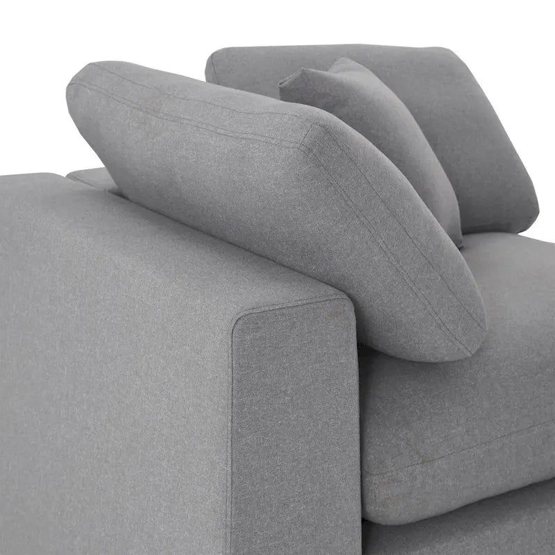 Canapé d'angle 7 places Anka en lin gris avec coussins en plumes par iNSPIRE Q Modern