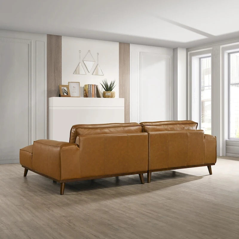 Canapé d'angle Dayton en cuir véritable de style moderne du milieu du siècle