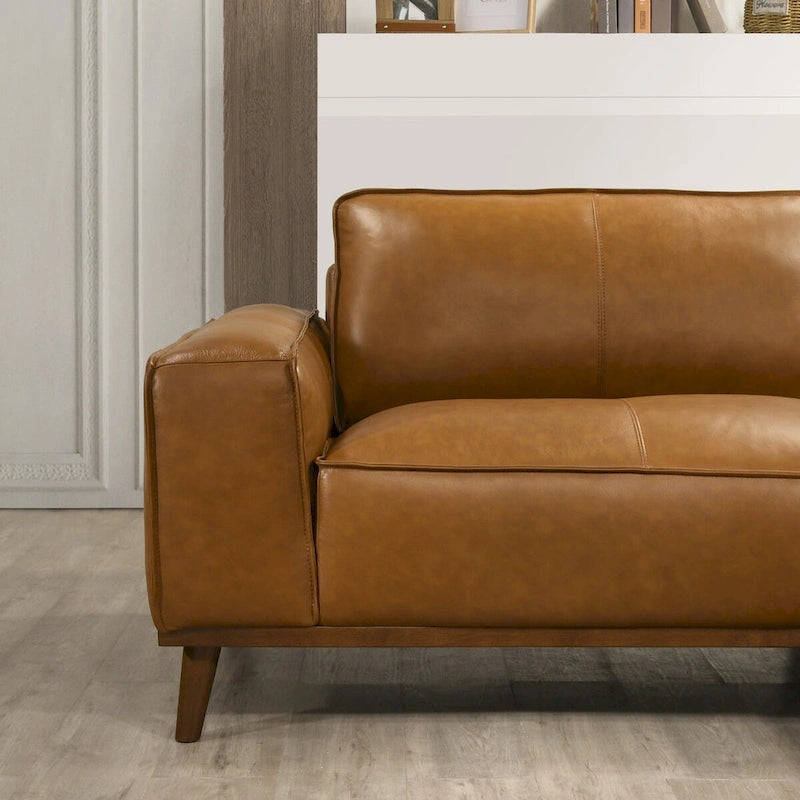 Canapé d'angle Dayton en cuir véritable de style moderne du milieu du siècle