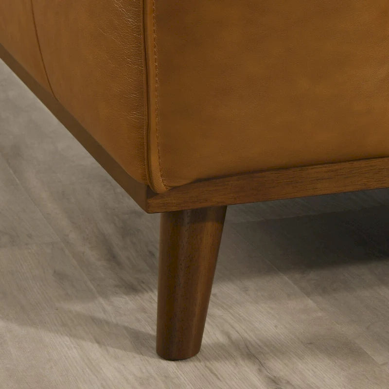 Canapé d'angle Dayton en cuir véritable de style moderne du milieu du siècle
