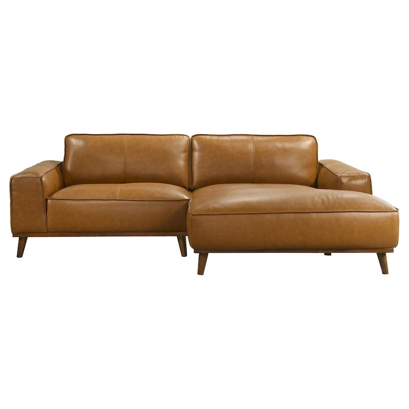Canapé d'angle Dayton en cuir véritable de style moderne du milieu du siècle