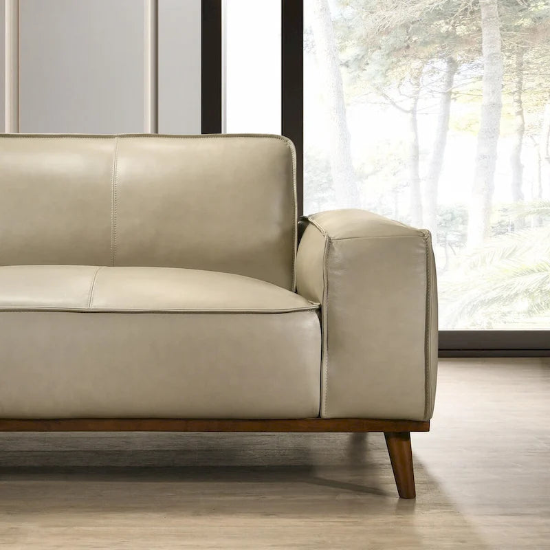 Canapé d'angle Dayton en cuir véritable de style moderne du milieu du siècle