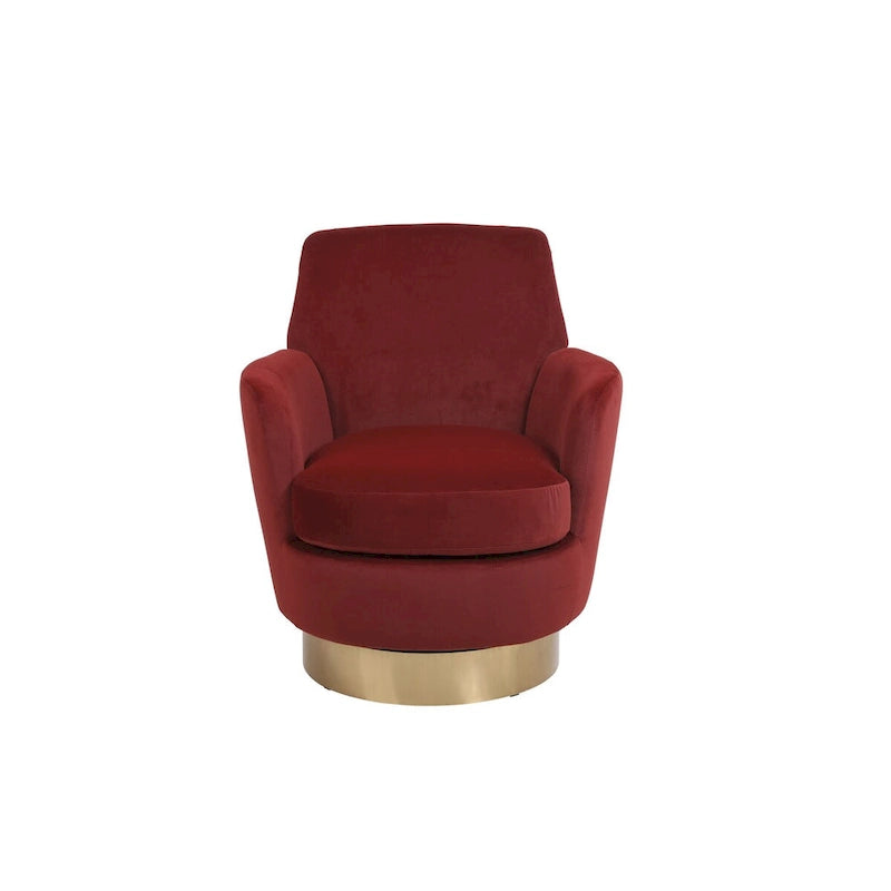 Fauteuil pivotant en velours, Fauteuil pivotant d'appoint, Fauteuil de lecture, Fauteuil rond avec piètement en acier inoxydable doré