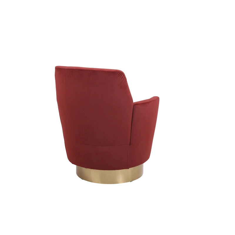 Fauteuil pivotant en velours, Fauteuil pivotant d'appoint, Fauteuil de lecture, Fauteuil rond avec piètement en acier inoxydable doré