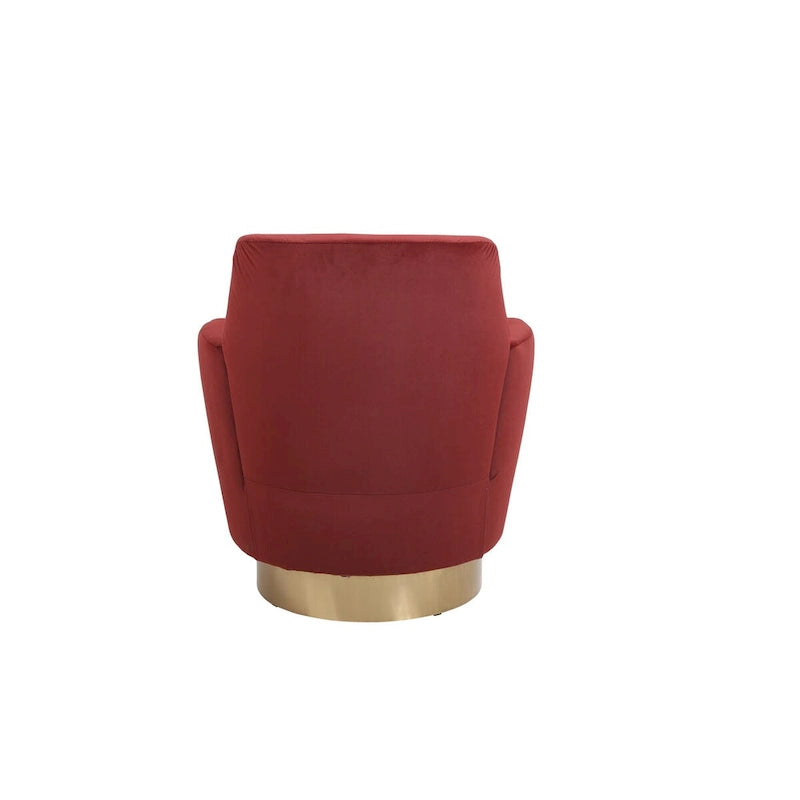 Fauteuil pivotant en velours, Fauteuil pivotant d'appoint, Fauteuil de lecture, Fauteuil rond avec piètement en acier inoxydable doré