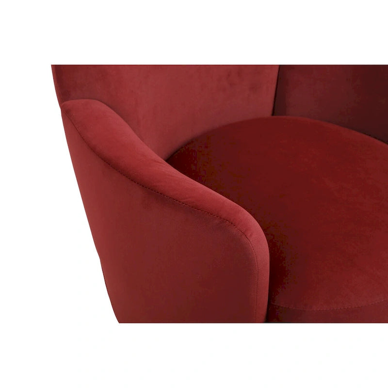 Fauteuil pivotant en velours, Fauteuil pivotant d'appoint, Fauteuil de lecture, Fauteuil rond avec piètement en acier inoxydable doré