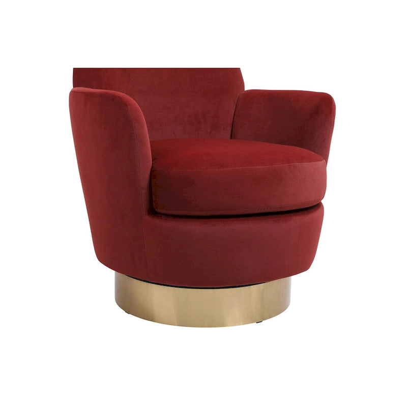 Fauteuil pivotant en velours, Fauteuil pivotant d'appoint, Fauteuil de lecture, Fauteuil rond avec piètement en acier inoxydable doré