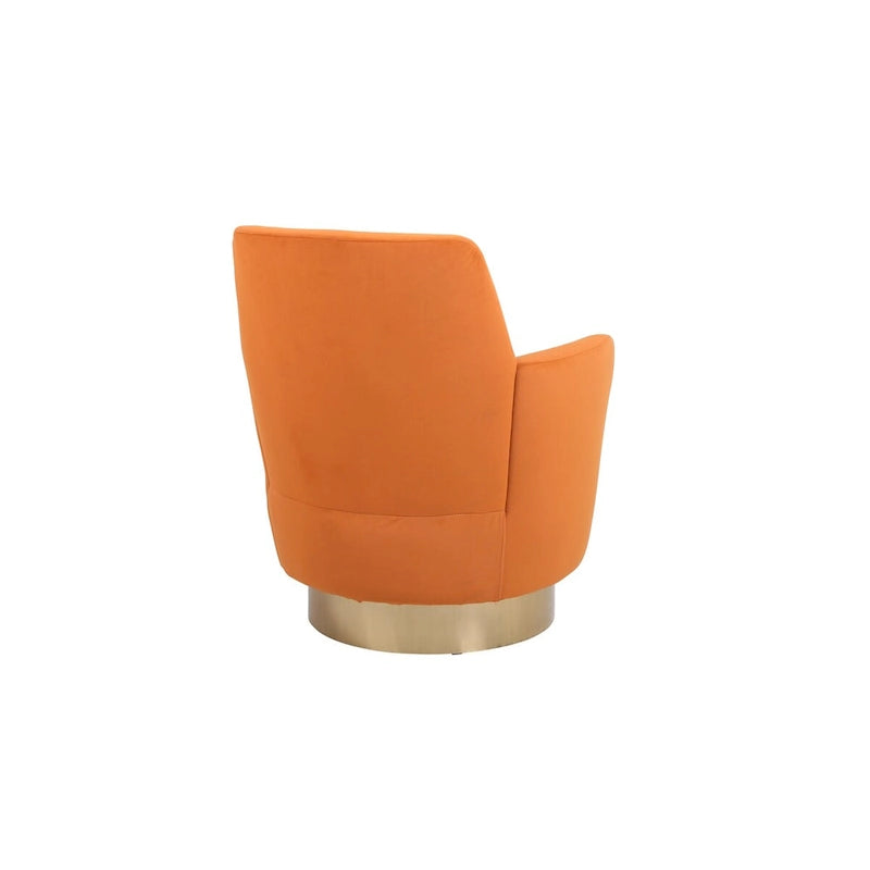 Fauteuil pivotant en velours, Fauteuil pivotant d'appoint, Fauteuil de lecture, Fauteuil rond avec piètement en acier inoxydable doré