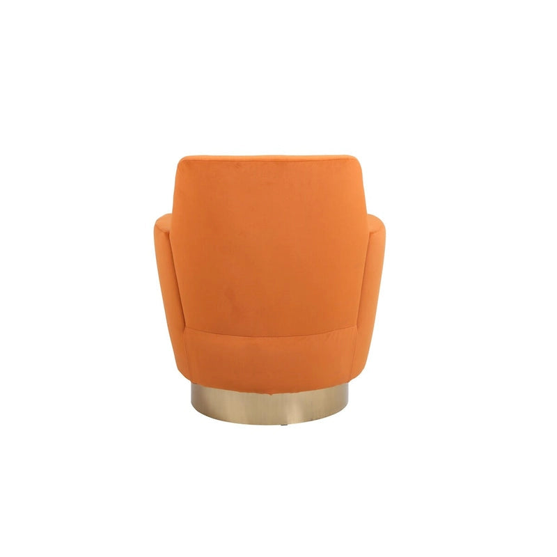 Fauteuil pivotant en velours, Fauteuil pivotant d'appoint, Fauteuil de lecture, Fauteuil rond avec piètement en acier inoxydable doré