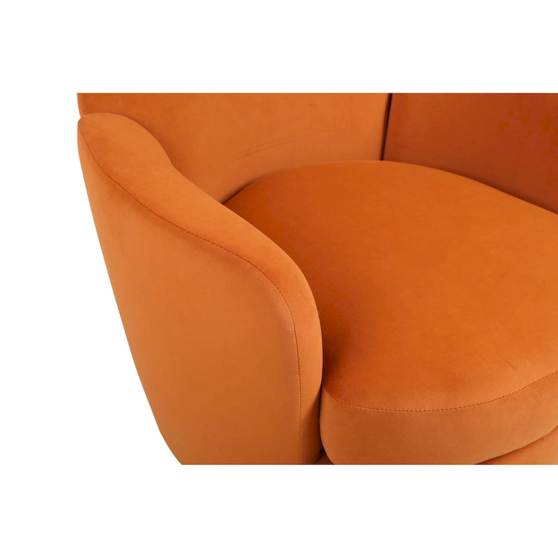 Fauteuil pivotant en velours, Fauteuil pivotant d'appoint, Fauteuil de lecture, Fauteuil rond avec piètement en acier inoxydable doré