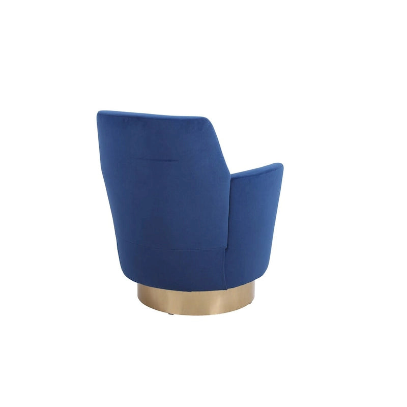 Fauteuil pivotant en velours, Fauteuil pivotant d'appoint, Fauteuil de lecture, Fauteuil rond avec piètement en acier inoxydable doré