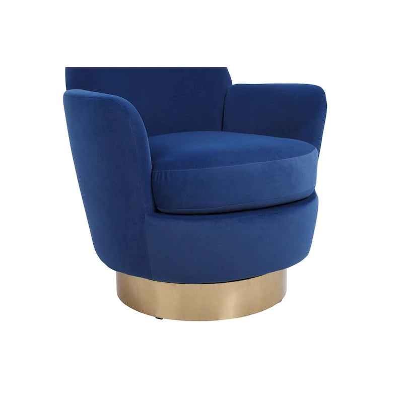 Fauteuil pivotant en velours, Fauteuil pivotant d'appoint, Fauteuil de lecture, Fauteuil rond avec piètement en acier inoxydable doré