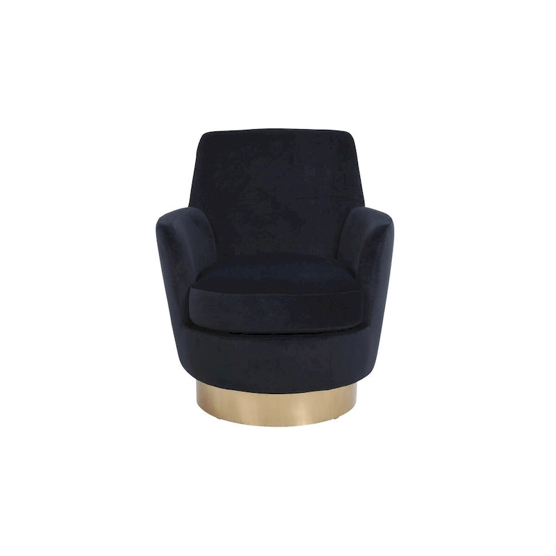 Fauteuil pivotant en velours, Fauteuil pivotant d'appoint, Fauteuil de lecture, Fauteuil rond avec piètement en acier inoxydable doré