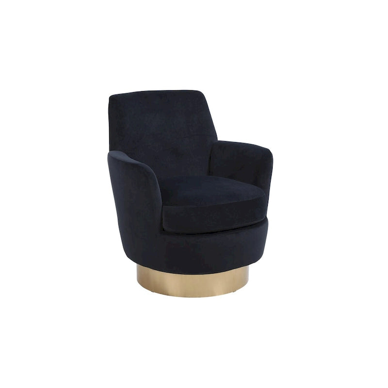 Fauteuil pivotant en velours, Fauteuil pivotant d'appoint, Fauteuil de lecture, Fauteuil rond avec piètement en acier inoxydable doré