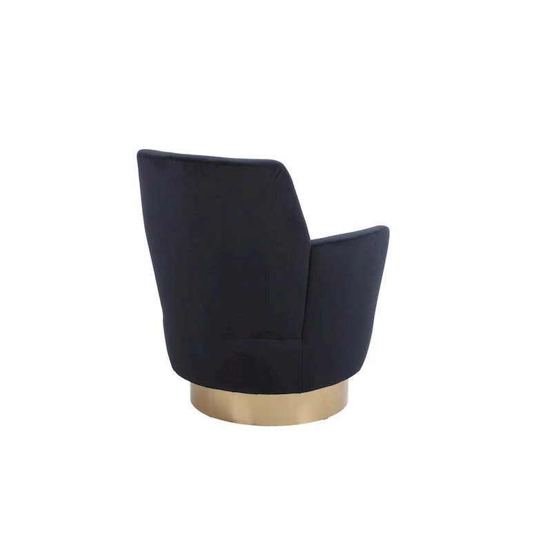 Fauteuil pivotant en velours, Fauteuil pivotant d'appoint, Fauteuil de lecture, Fauteuil rond avec piètement en acier inoxydable doré