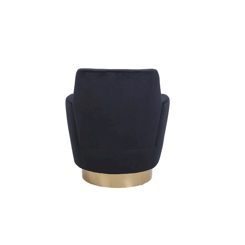 Fauteuil pivotant en velours, Fauteuil pivotant d'appoint, Fauteuil de lecture, Fauteuil rond avec piètement en acier inoxydable doré