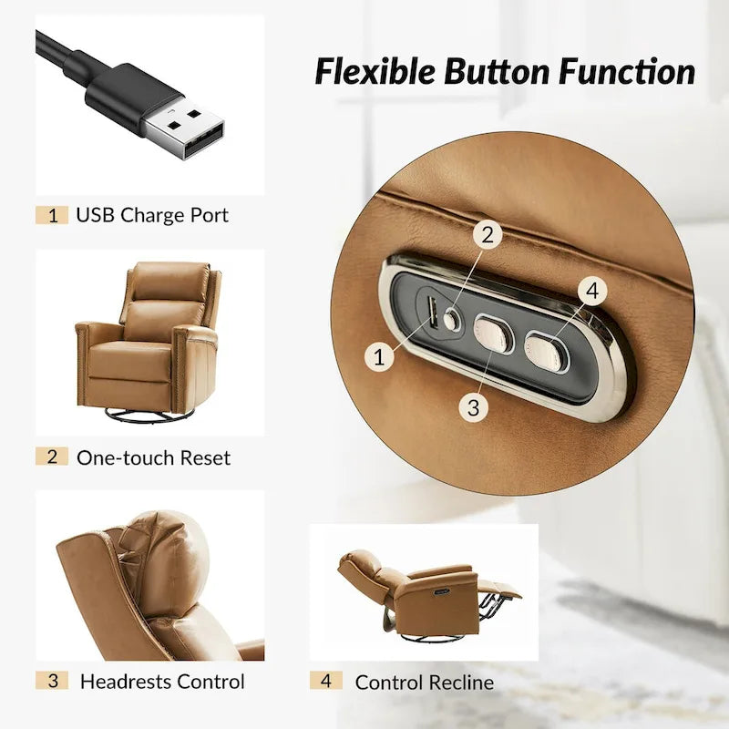 Ensemble de 2 fauteuils inclinables électriques pivotants et à bascule traditionnels Tobias par HULALA HOME