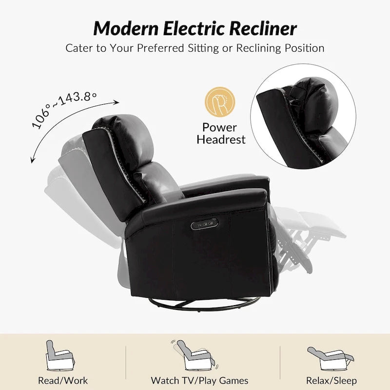 Ensemble de 2 fauteuils inclinables électriques pivotants et à bascule traditionnels Tobias par HULALA HOME