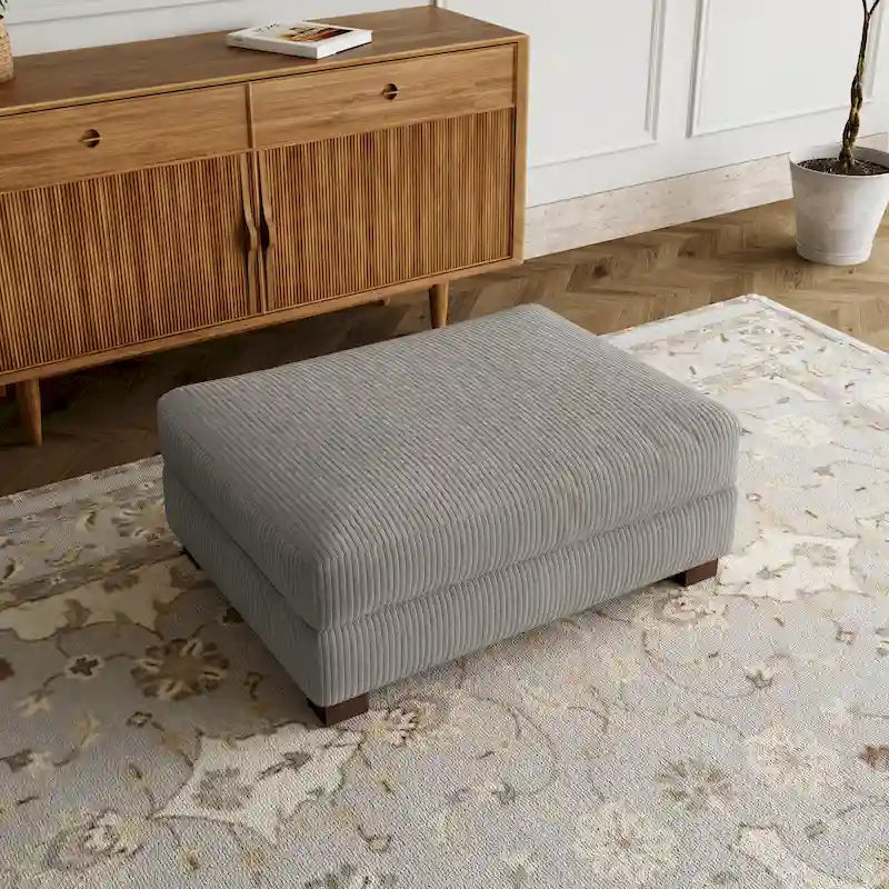 Pouf rectangulaire en velours côtelé pour salon