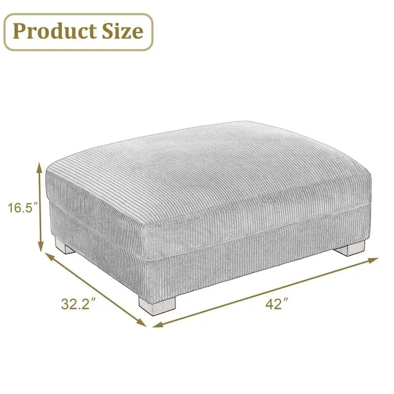 Pouf rectangulaire en velours côtelé pour salon