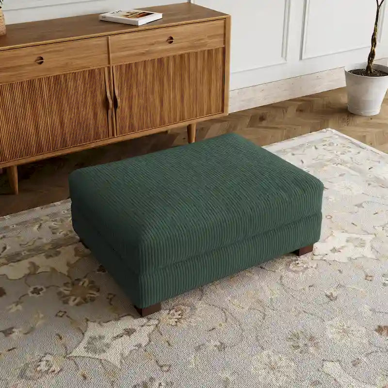 Pouf rectangulaire en velours côtelé pour salon