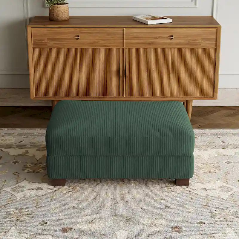 Pouf rectangulaire en velours côtelé pour salon