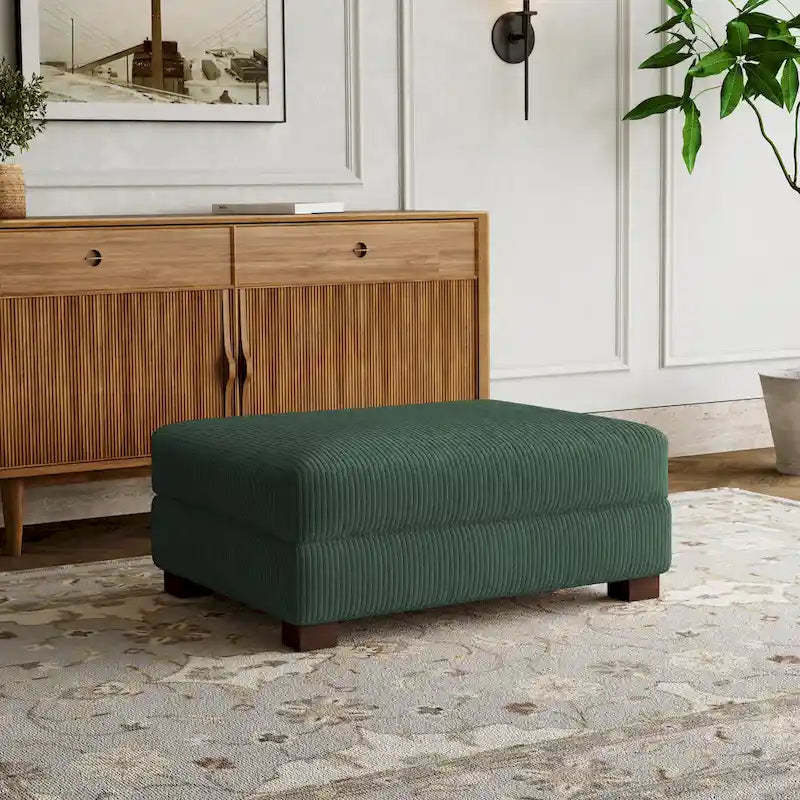 Pouf rectangulaire en velours côtelé pour salon