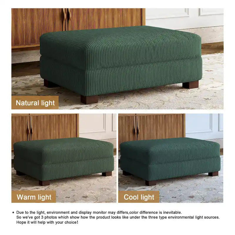Pouf rectangulaire en velours côtelé pour salon
