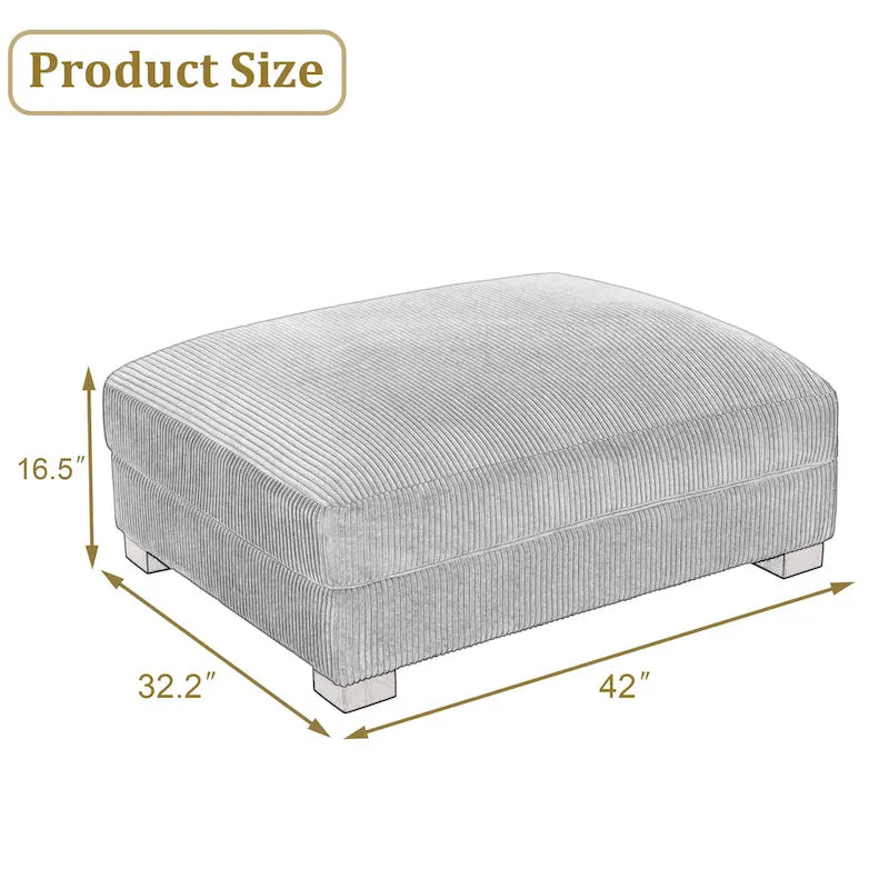 Pouf rectangulaire en velours côtelé pour salon