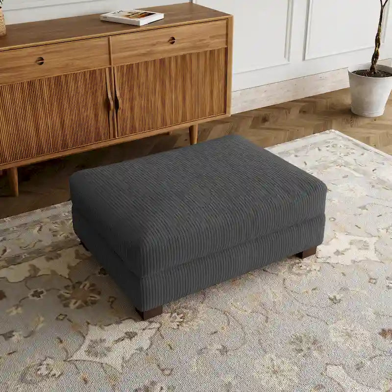 Pouf rectangulaire en velours côtelé pour salon