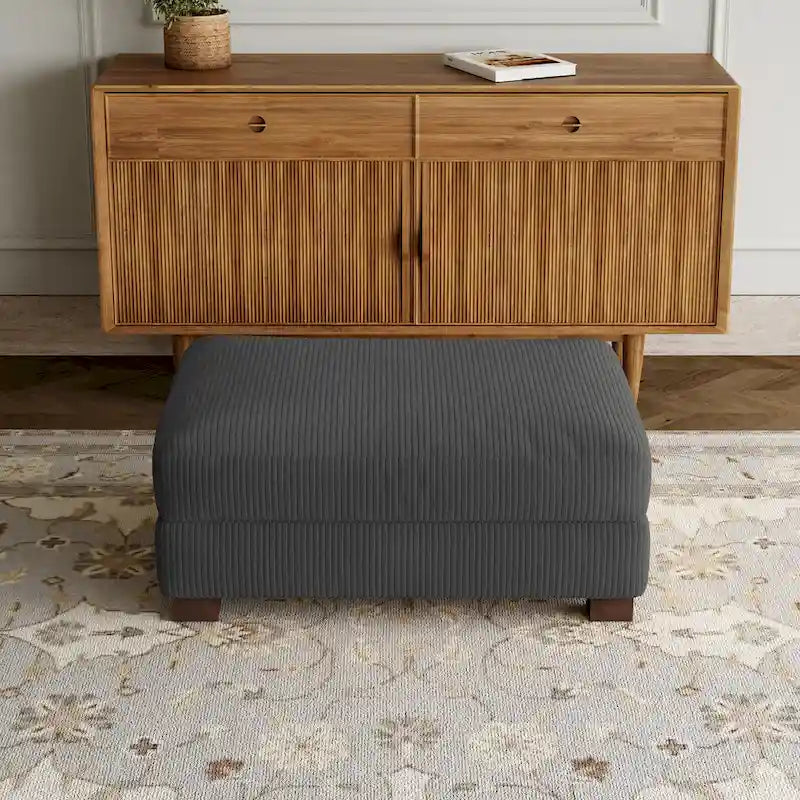 Pouf rectangulaire en velours côtelé pour salon