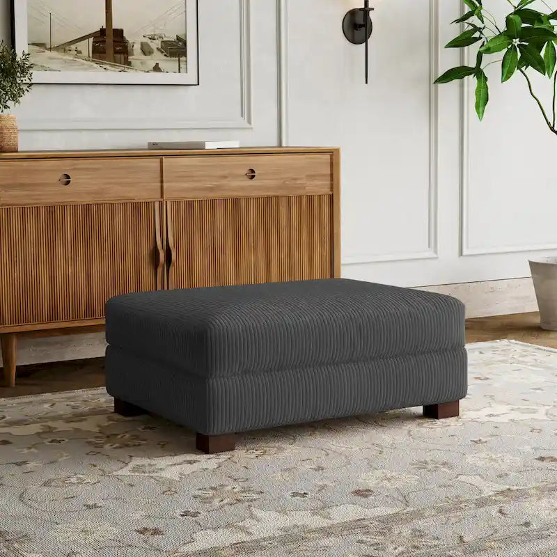Pouf rectangulaire en velours côtelé pour salon