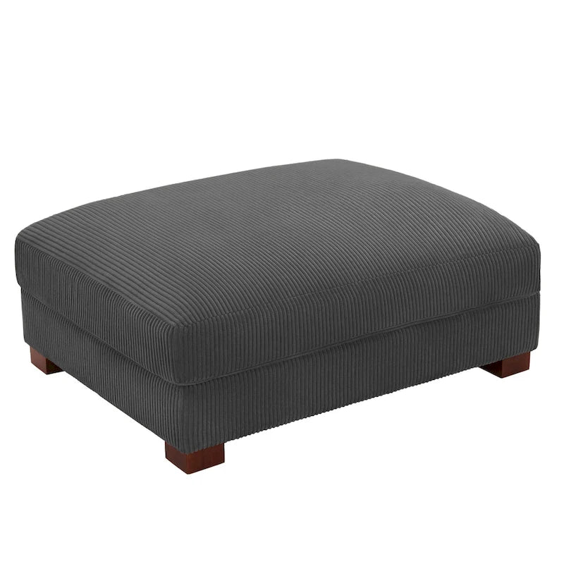 Pouf rectangulaire en velours côtelé pour salon
