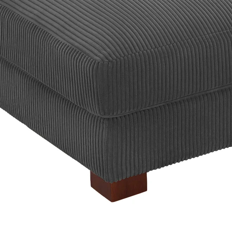Pouf rectangulaire en velours côtelé pour salon