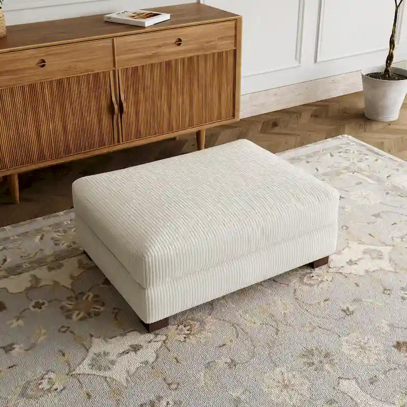 Pouf rectangulaire en velours côtelé pour salon