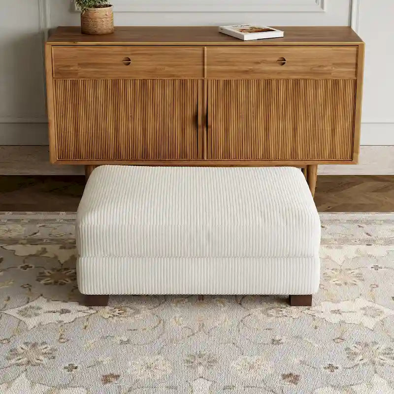 Pouf rectangulaire en velours côtelé pour salon
