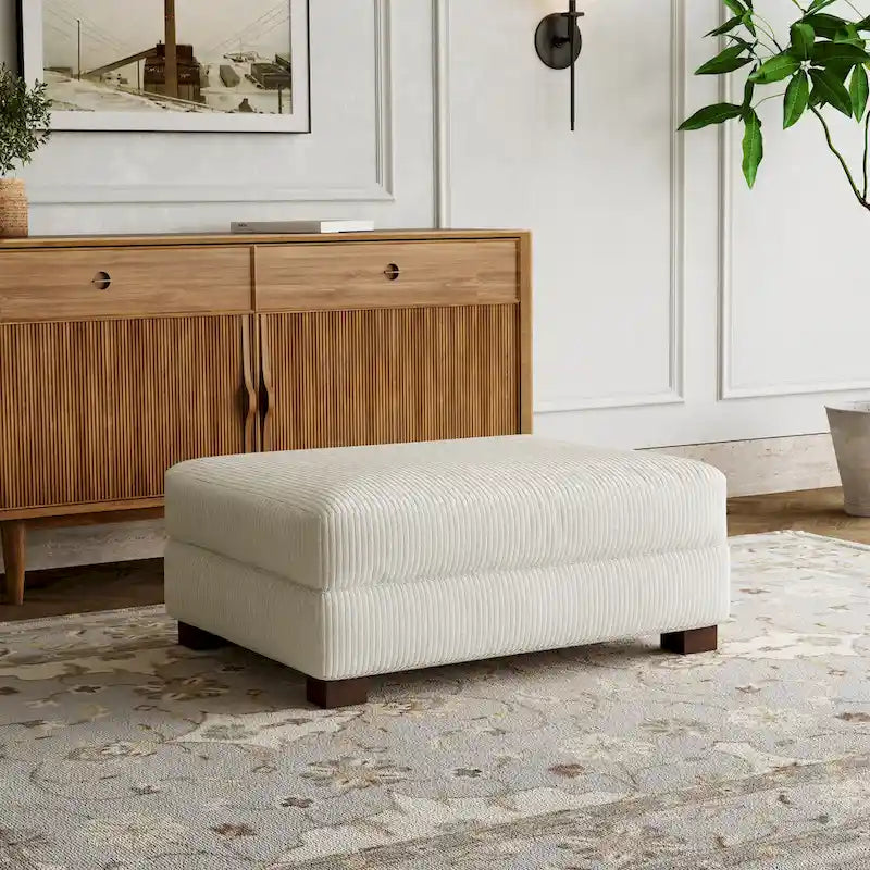 Pouf rectangulaire en velours côtelé pour salon