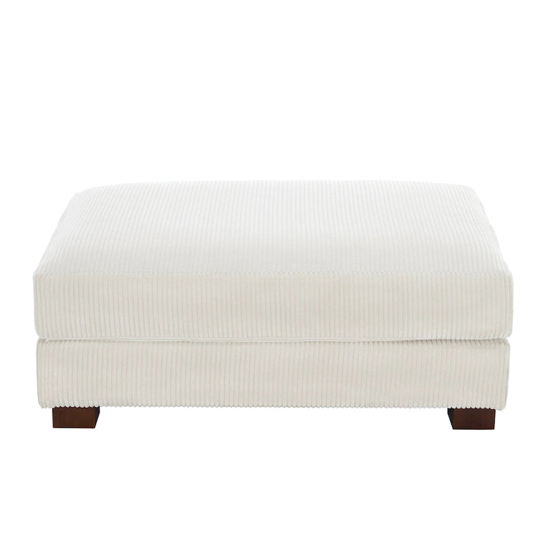 Pouf rectangulaire en velours côtelé pour salon