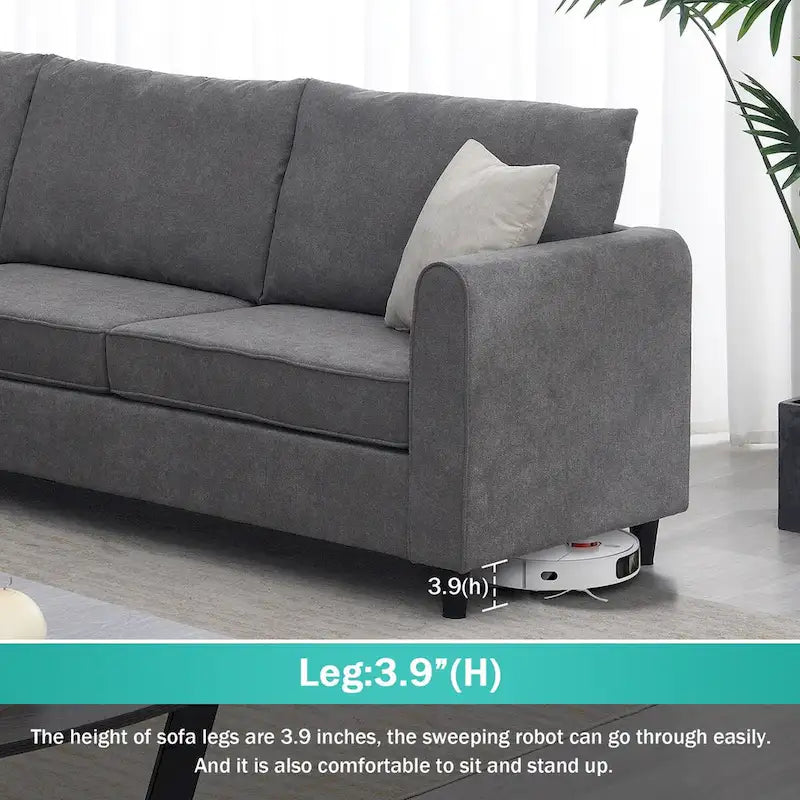 Canapé d'angle moderne 3 places, en forme de L avec 3 coussins