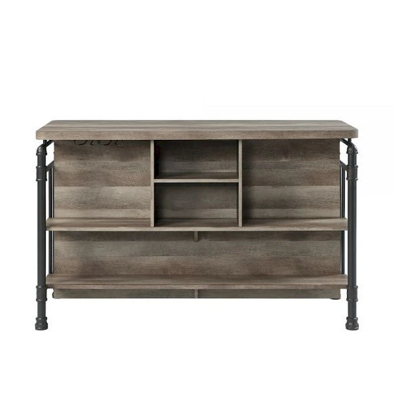 Îlot de cuisine de 150 cm avec 2 étagères, chêne antique industriel marron, gris