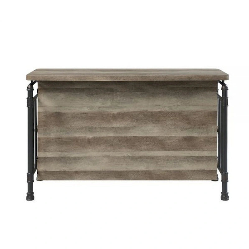 Îlot de cuisine de 150 cm avec 2 étagères, chêne antique industriel marron, gris
