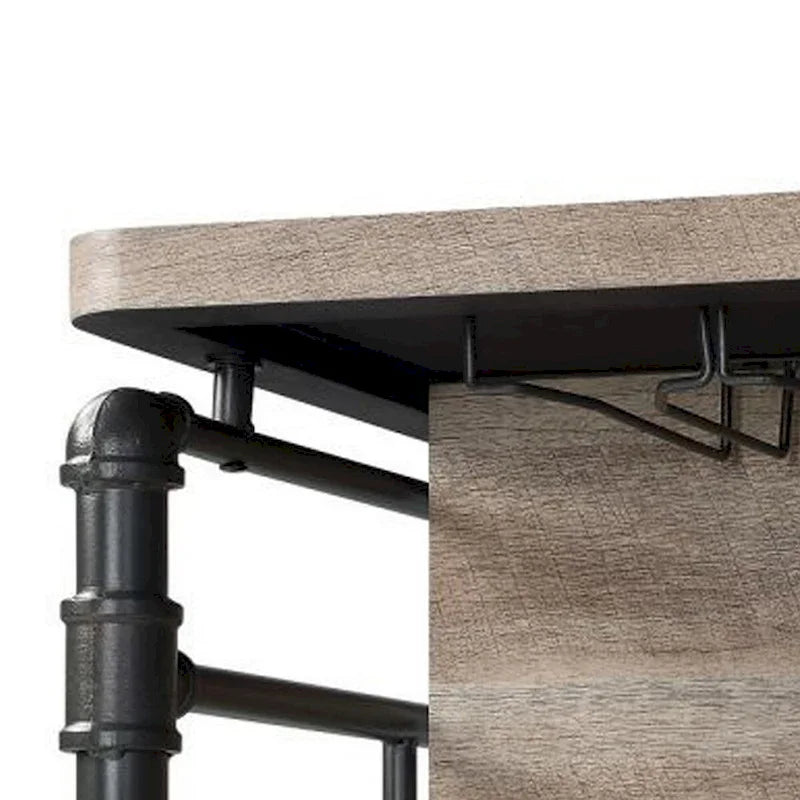 Îlot de cuisine de 150 cm avec 2 étagères, chêne antique industriel marron, gris