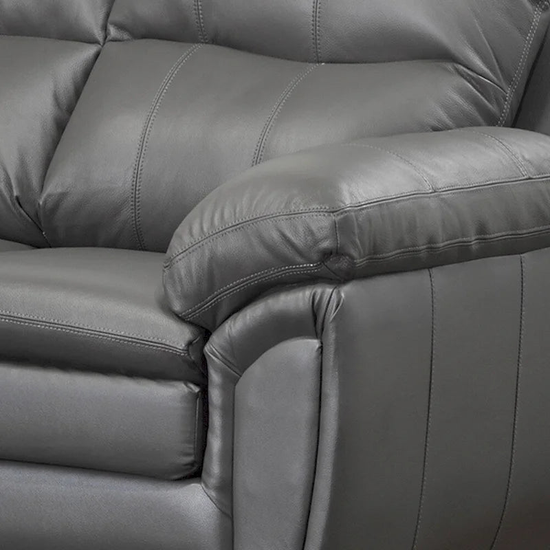 Canapé, Causeuse et Fauteuil en Cuir pleine fleur gris de première qualité Marcus